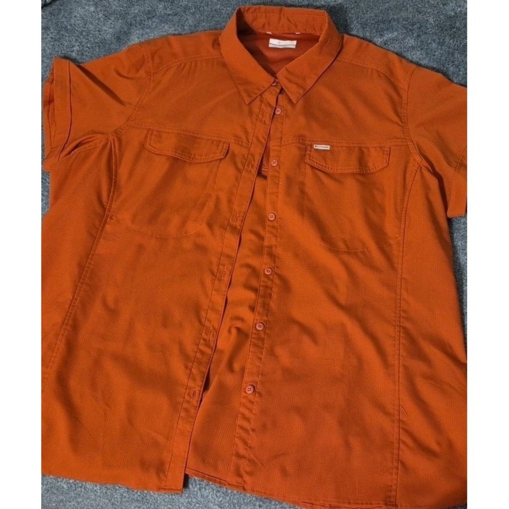 Columbia PFG Omni-Shade Women's 2X/2TF Orange Button Vented Shirt Zip Pockets